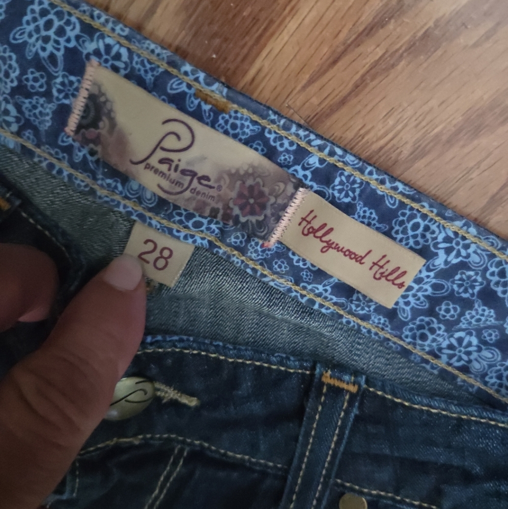 Paige Hollywood Hills Indigo Bell Bottom, Bootcut Size 28 - Picture 7 of 12